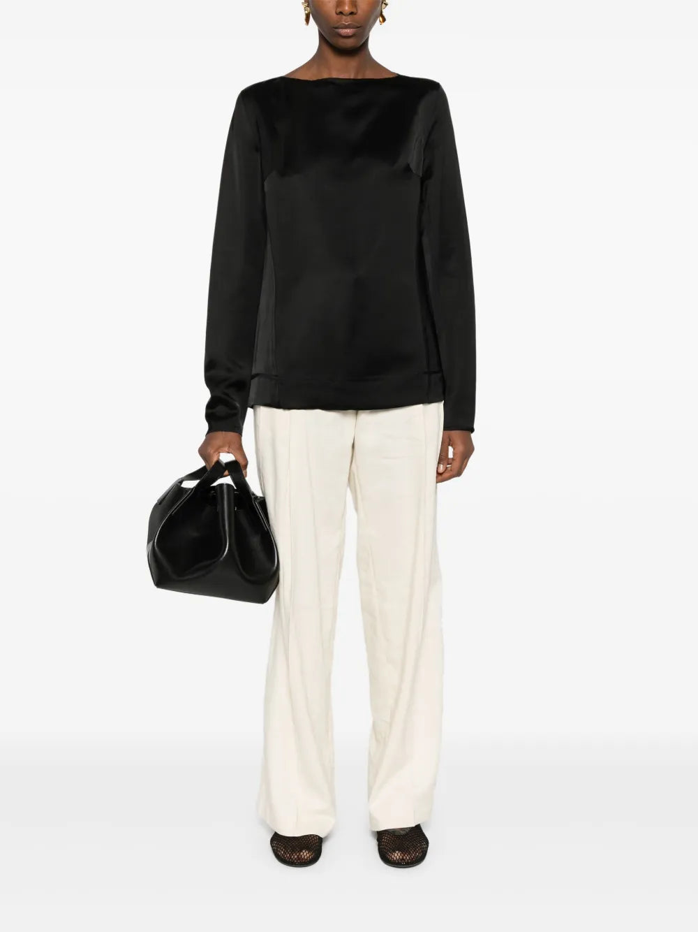Long-Sleeve Satin Top