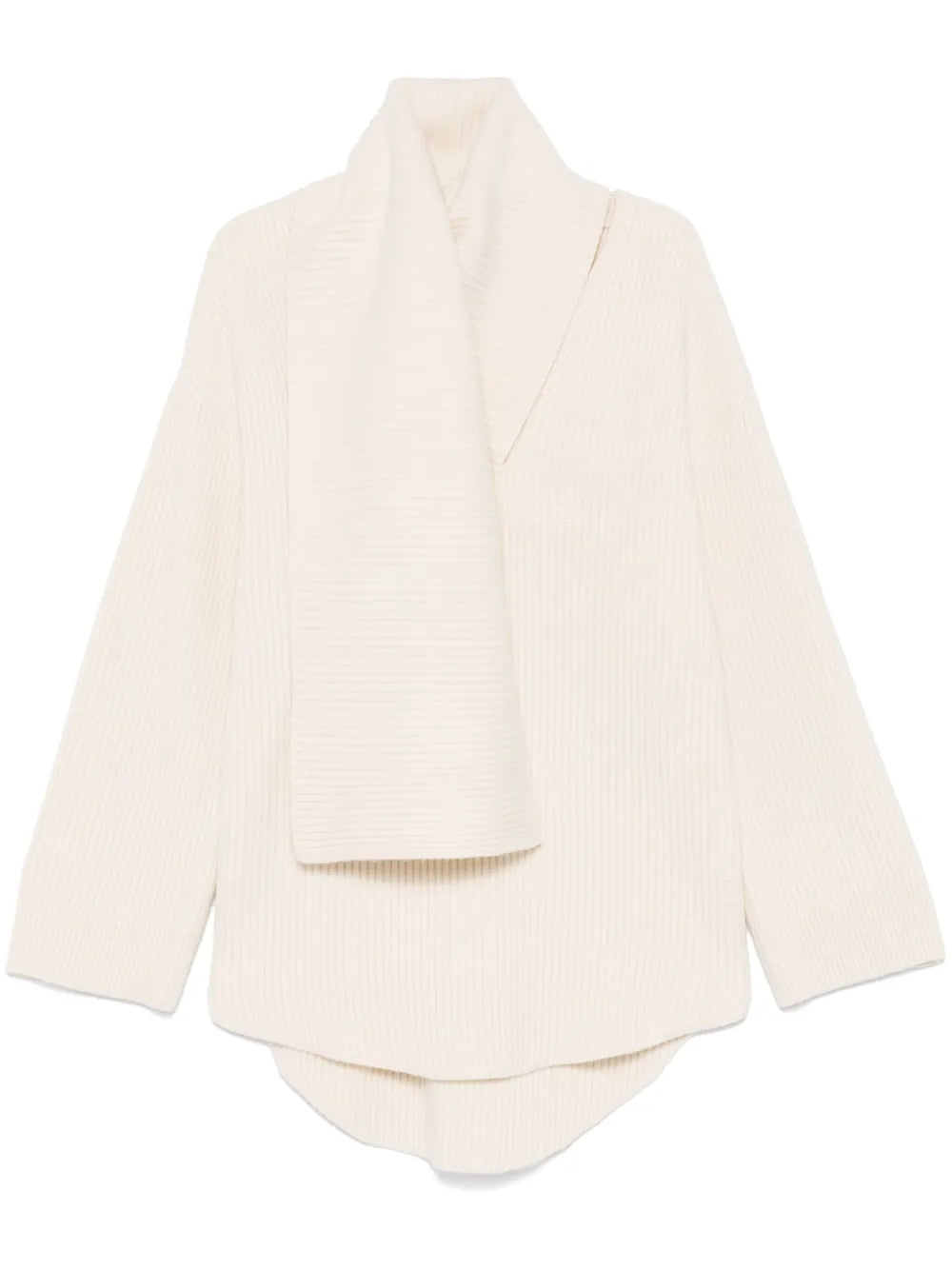 Attached-Scarf Sweater