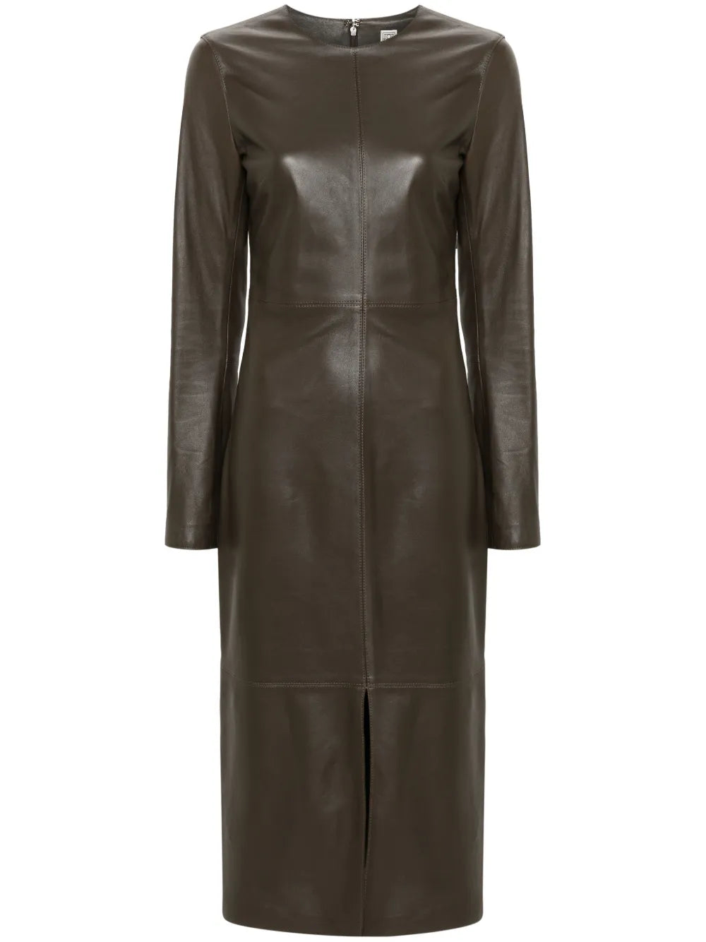 Panelled Leather Midi Dress