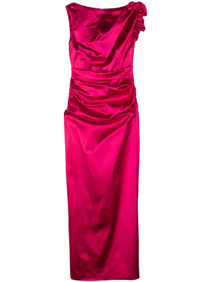 Ruffled Duchess-Satin Gown