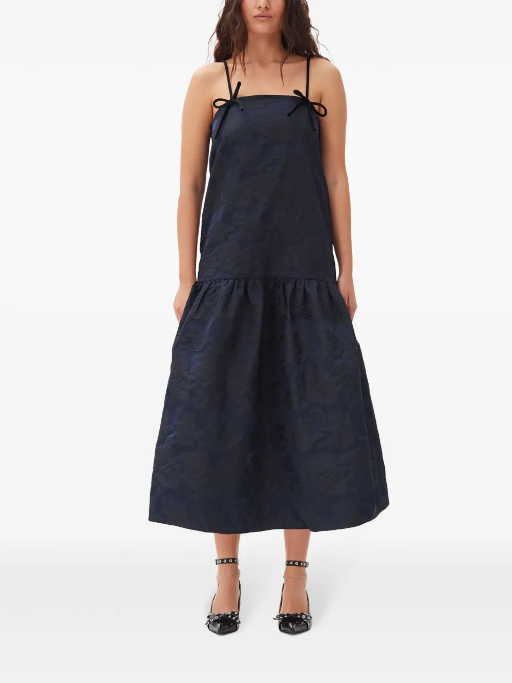 Patterned-Jacquard Midi Dress