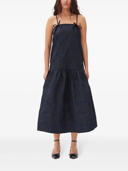 Patterned-Jacquard Midi Dress