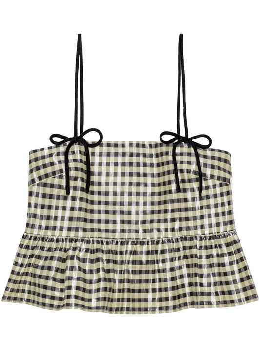 Check-Print Peplum Top