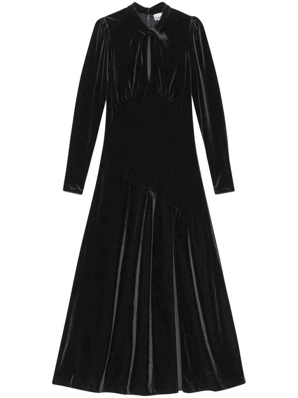Keyhole-Neck Velvet Maxi Dress