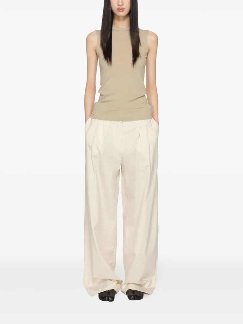 Wide-Leg Cotton Trousers