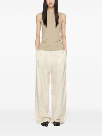 Wide-Leg Cotton Trousers