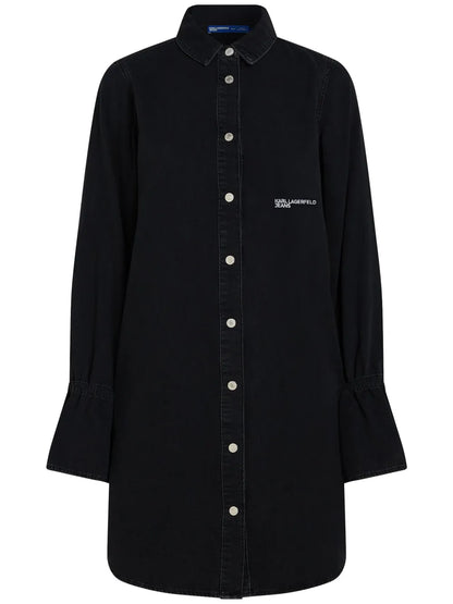 Tied-Sleeve Denim Dress