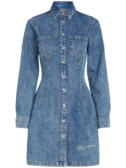 Logo-Embroidered Denim Dress