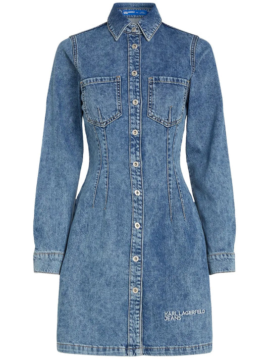Logo-Embroidered Denim Dress