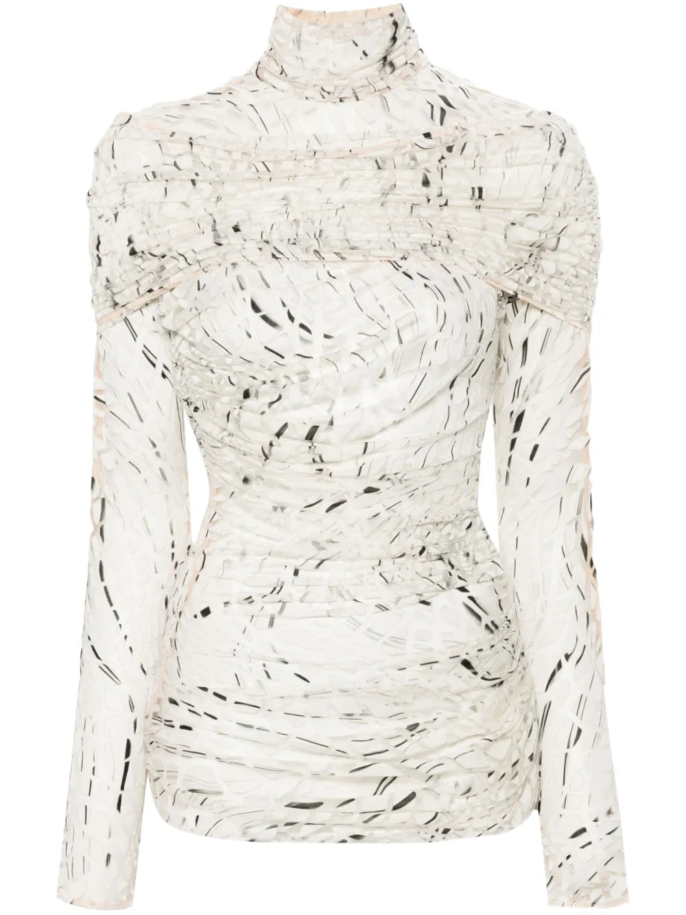 Abstract-Print Ruched Top
