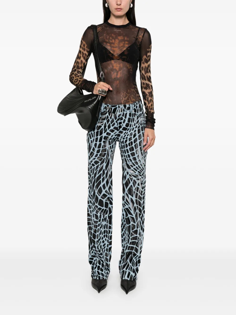 Velvet-Print Straight-Leg Jeans