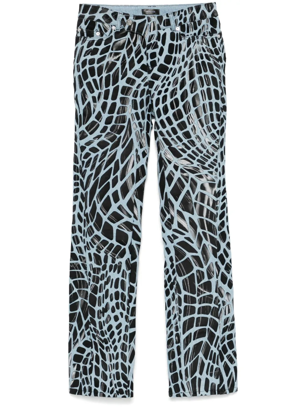 Velvet-Print Straight-Leg Jeans