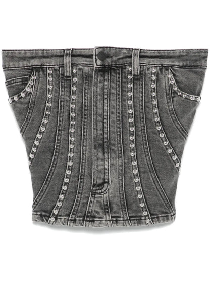 Spiral Denim Studded Bustier