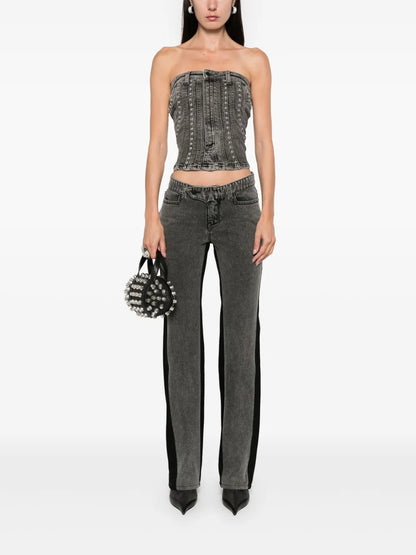Spiral Denim Studded Bustier