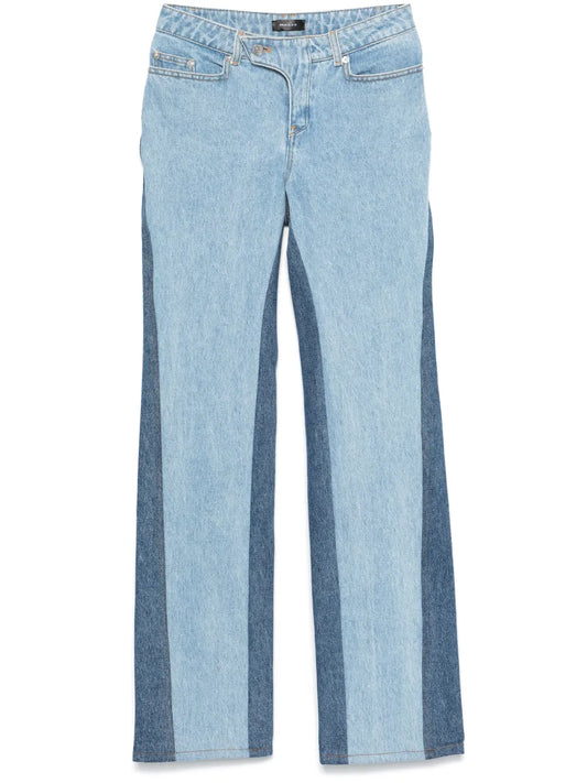 Bi-Color Straight-Leg Jeans