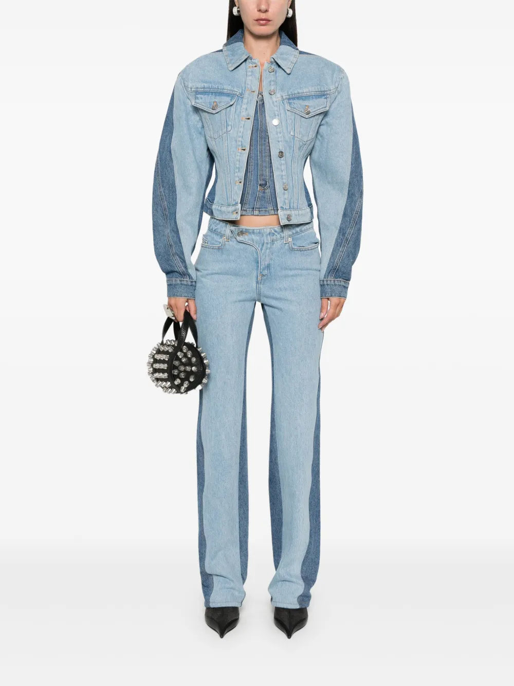 Bi-Color Straight-Leg Jeans