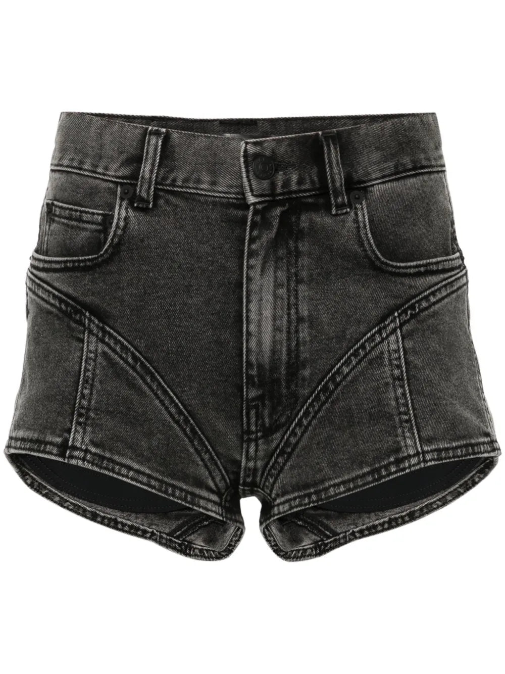 Bi-Material Denim Shorts