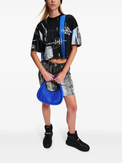 Tokyo-Print Cropped T-Shirt