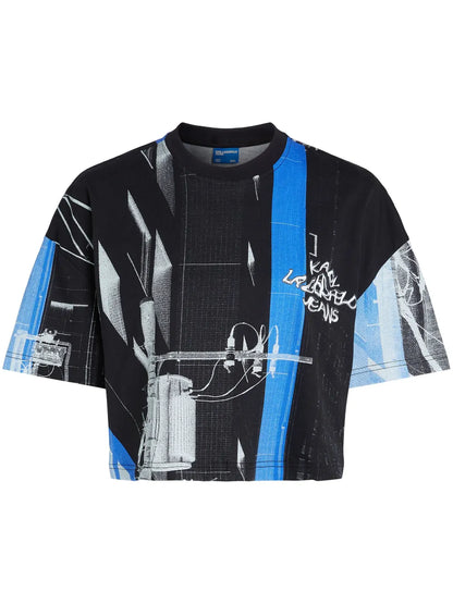 Tokyo-Print Cropped T-Shirt