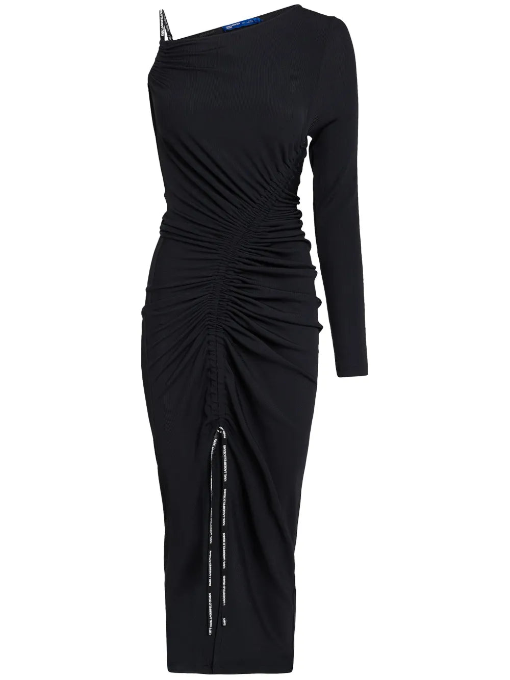 Ruched Asymmetric Maxi Dress