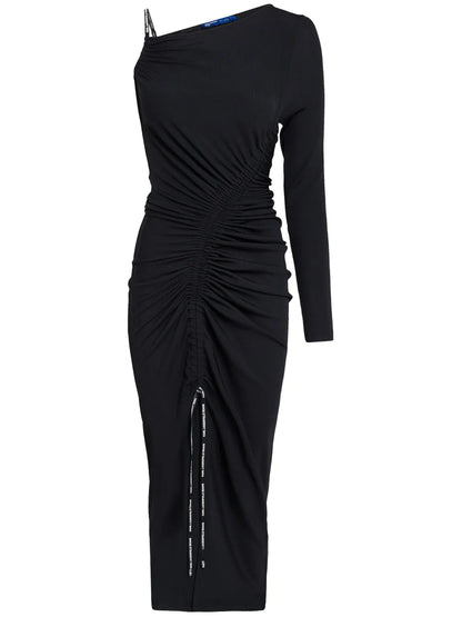 Ruched Asymmetric Maxi Dress