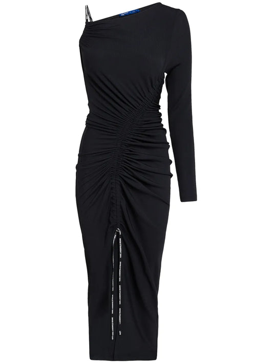 Ruched Asymmetric Maxi Dress