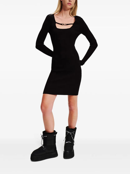 Square-Neck Knitted Dress
