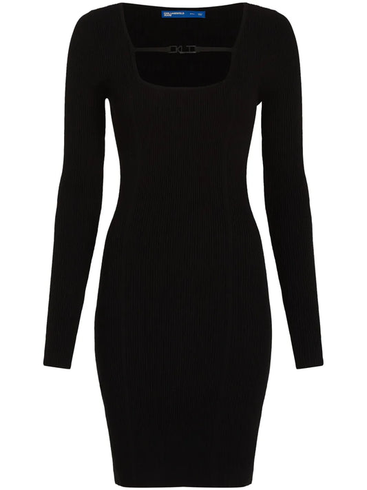 Square-Neck Knitted Dress