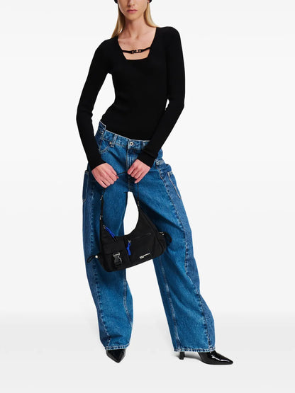 Square-Neck Knitted Top
