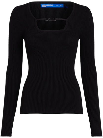 Square-Neck Knitted Top