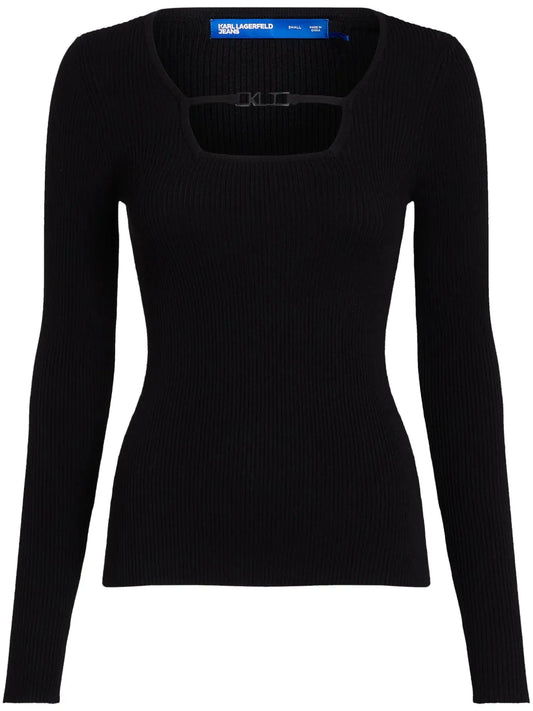 Square-Neck Knitted Top