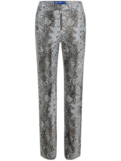 Snake-Print Faux-Leather Trousers