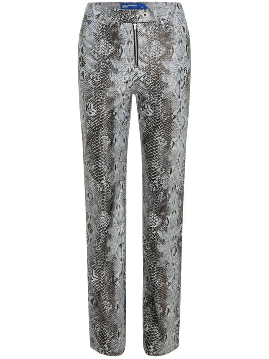 Snake-Print Faux-Leather Trousers
