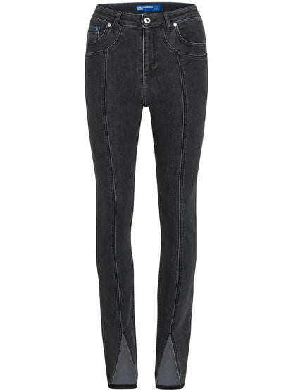 High-Rise Split-Hem Skinny Jeans