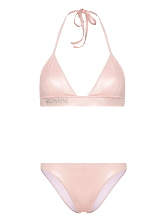 Logo-Embroidered Triangle Bikini Top