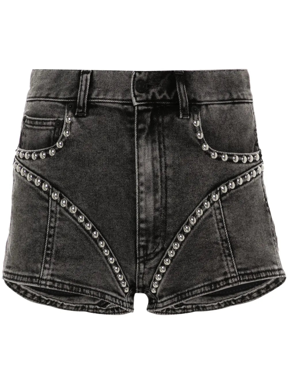 Stud-Detailed Denim Mini Shorts