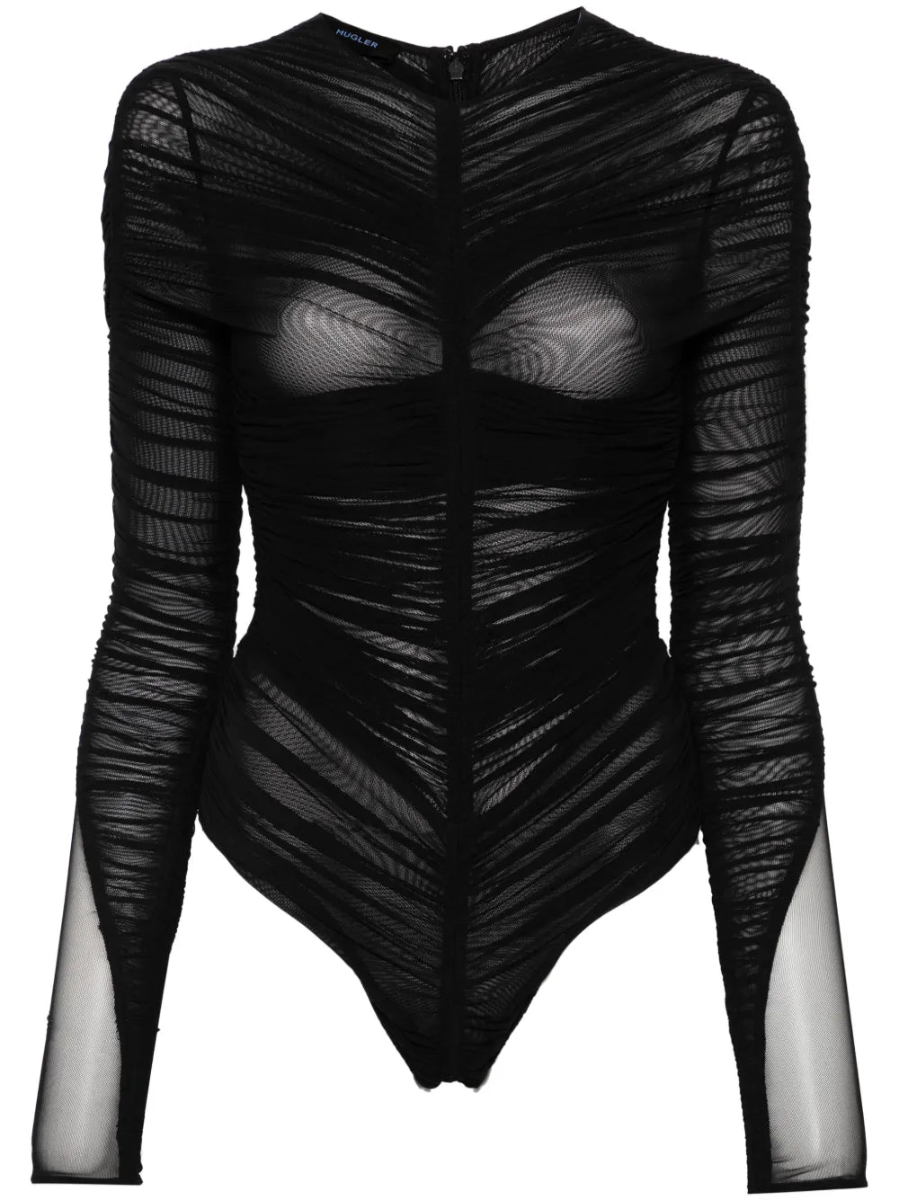 Gathered Semi-Sheer Bodysuit