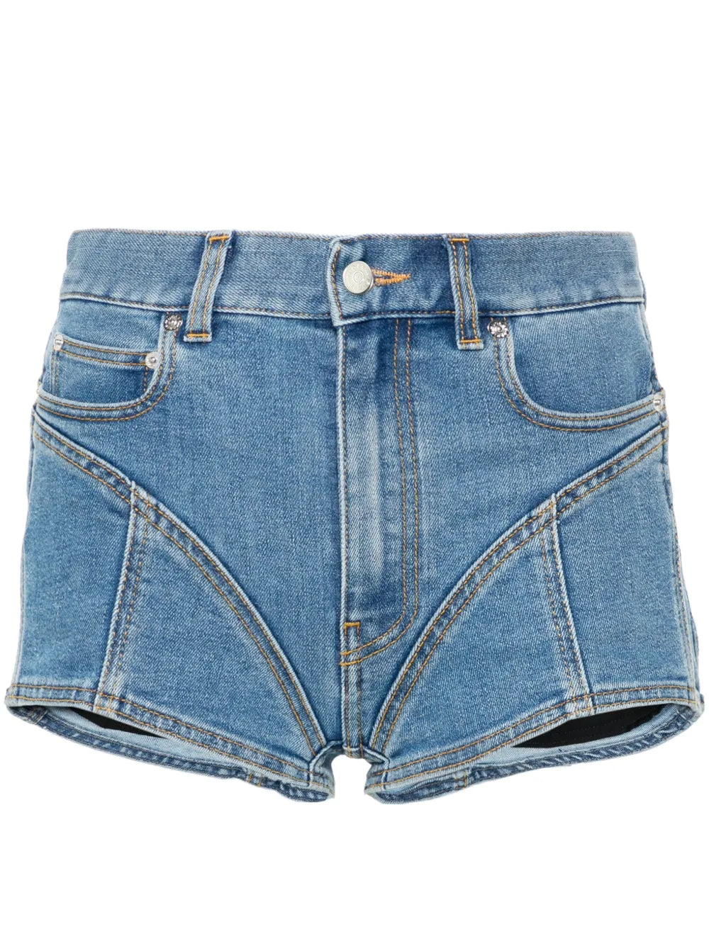 Bi-Material Denim Shorts
