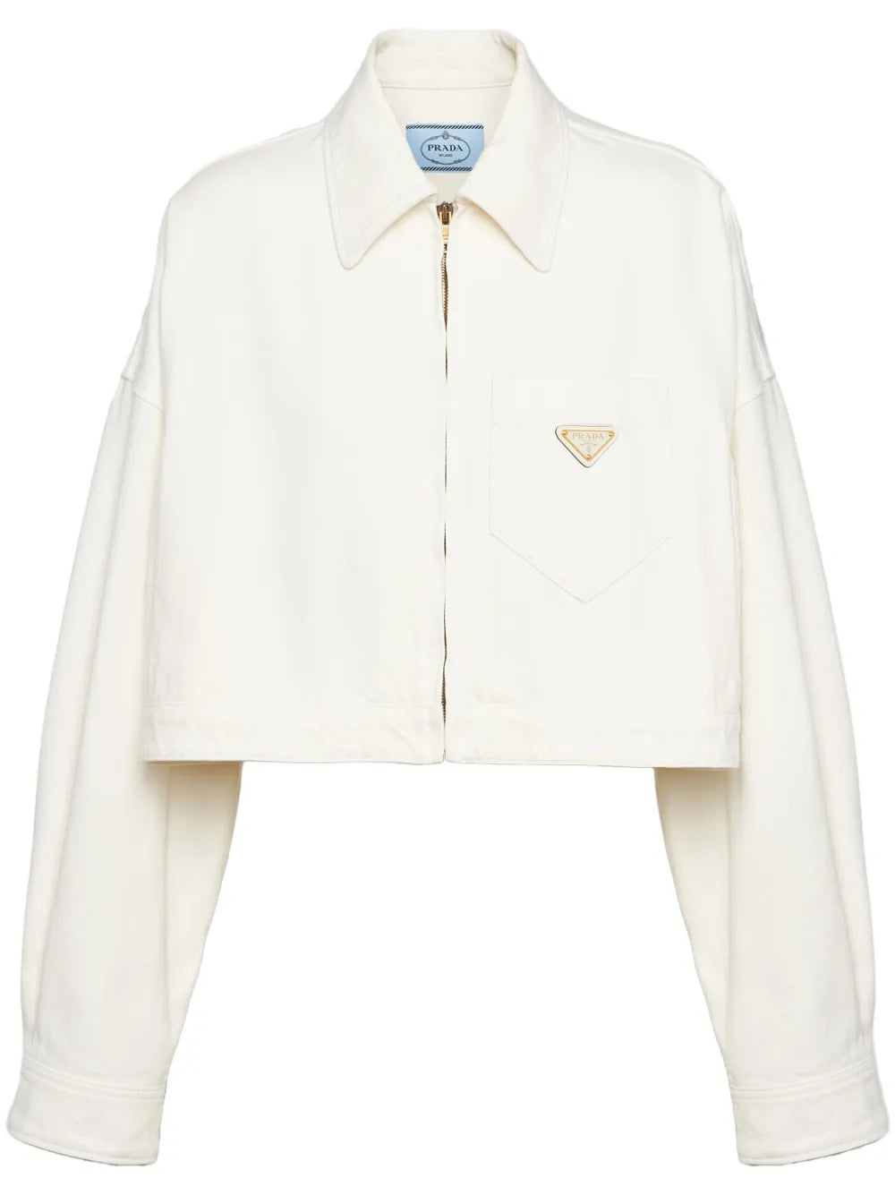 Appliqué-Logo Cropped Denim Jacket