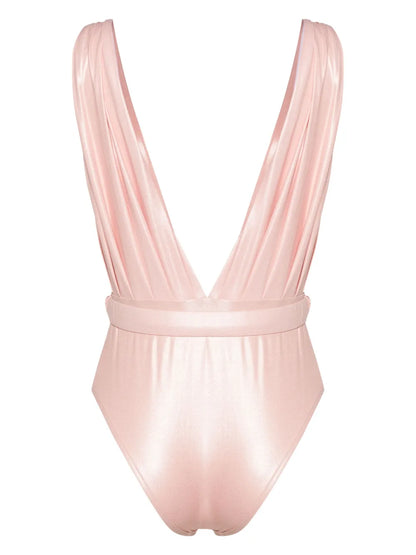 Logo-Embroidered Draped-Detailed Swimsuit
