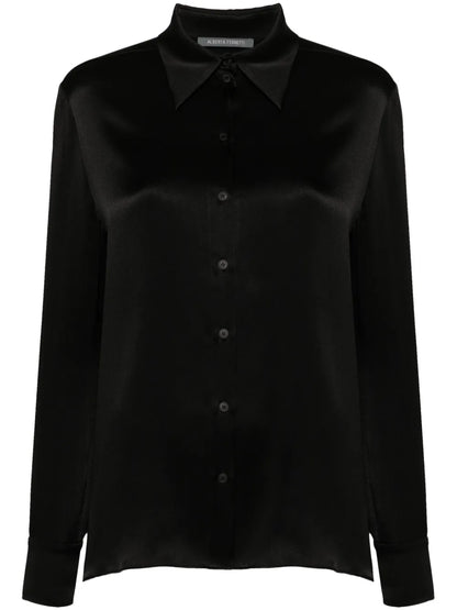 Long-Sleeves Satin Shirt