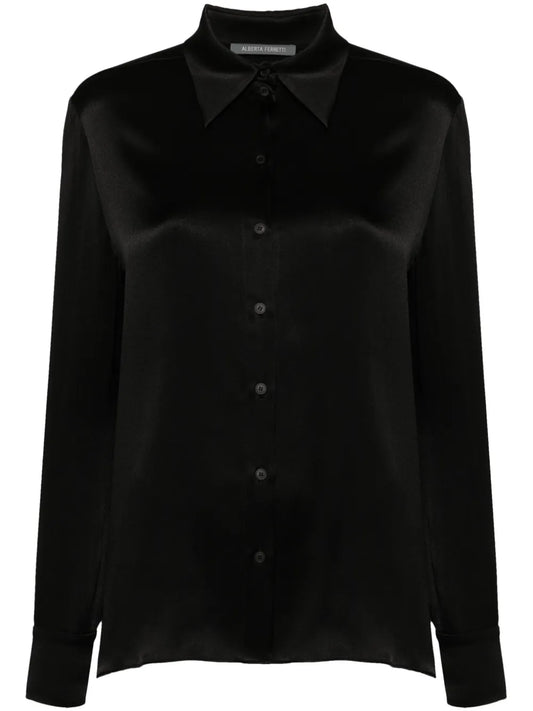 Long-Sleeves Satin Shirt