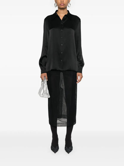 Long-Sleeves Satin Shirt