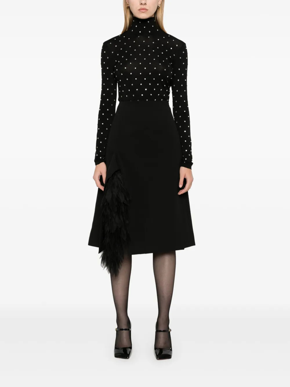 Appliqué-Detailed Midi Skirt