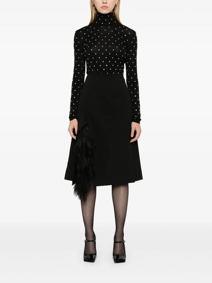 Appliqué-Detailed Midi Skirt