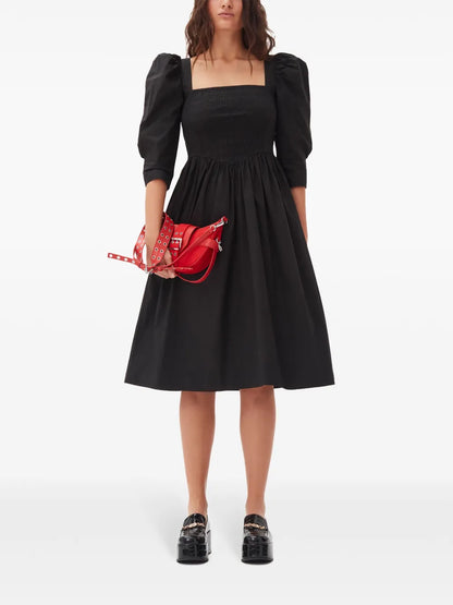 Ruched Ribbon-Back Dress