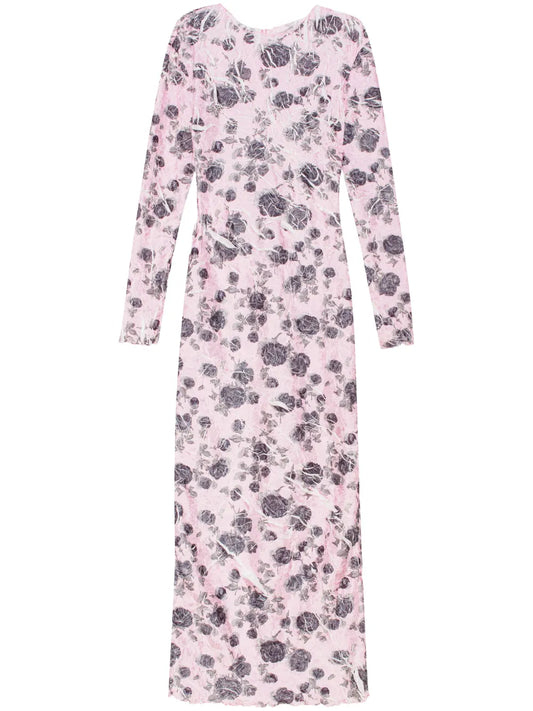 Distressed Floral-Print Maxi Dress