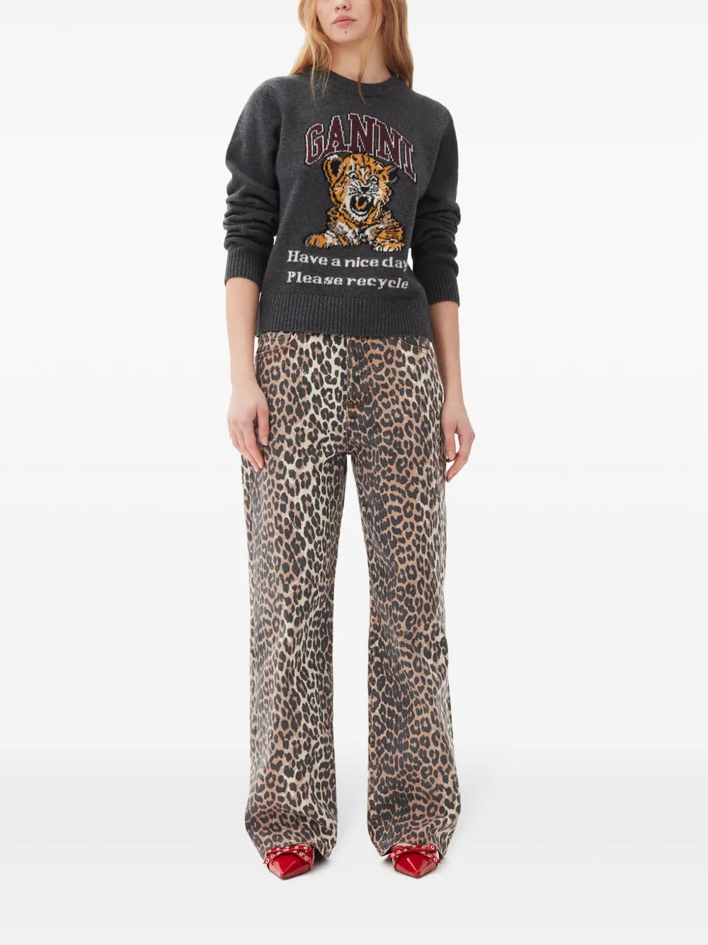 Leopard Print Denim Trousers