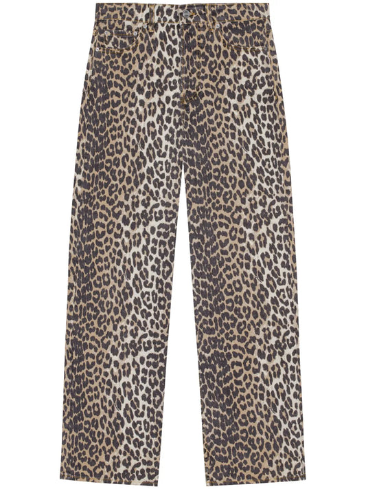 Leopard Print Denim Trousers