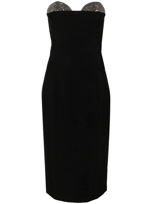 Sequin-Detailed Strapless Midi Dress